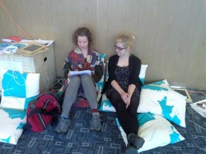 Sidsel Pape and participant Liis Aibel reading Liis' review